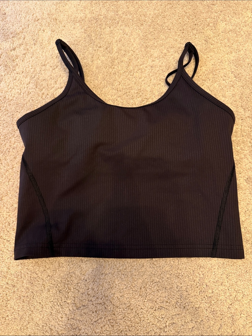 lululemon athletica Black Ribbed Crop Tank with Thin Straps